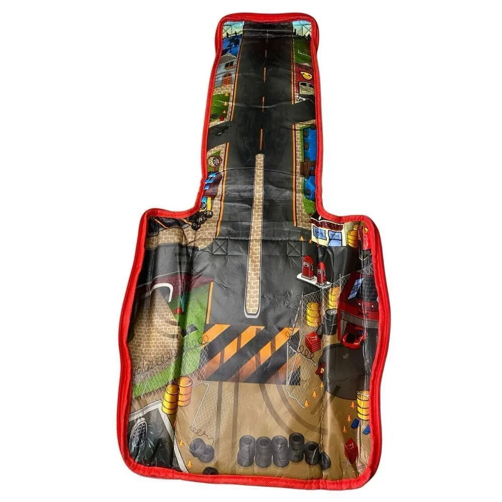 ZipBin Race Car Play Mat Storage Bag Kids Toy Organizer Red Carry Case Boys
